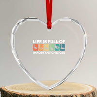 Life is Full of Important Choices Heart Crystal Glass Ornament Funny Retro Golfing Clubs Golf Lover Gift - Wonder Print Shop