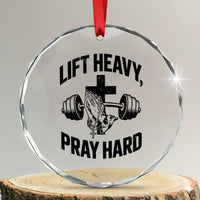 Lift Heavy Pray Hard Crystal Glass Ornament Christian Workout Jesus Gym Lifting - Wonder Print Shop