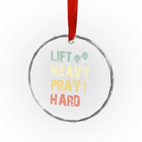 Lift Heavy Pray Hard Crystal Glass Ornament Christian Workout Jesus Gym Lifting Retro Cross - Wonder Print Shop