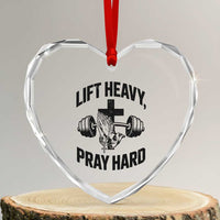 Lift Heavy Pray Hard Heart Crystal Glass Ornament Christian Workout Jesus Gym Lifting - Wonder Print Shop