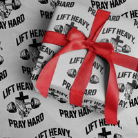 Lift Heavy Pray Hard Wrapping Paper Roll Christian Workout Jesus Gym Lifting - Wonder Print Shop