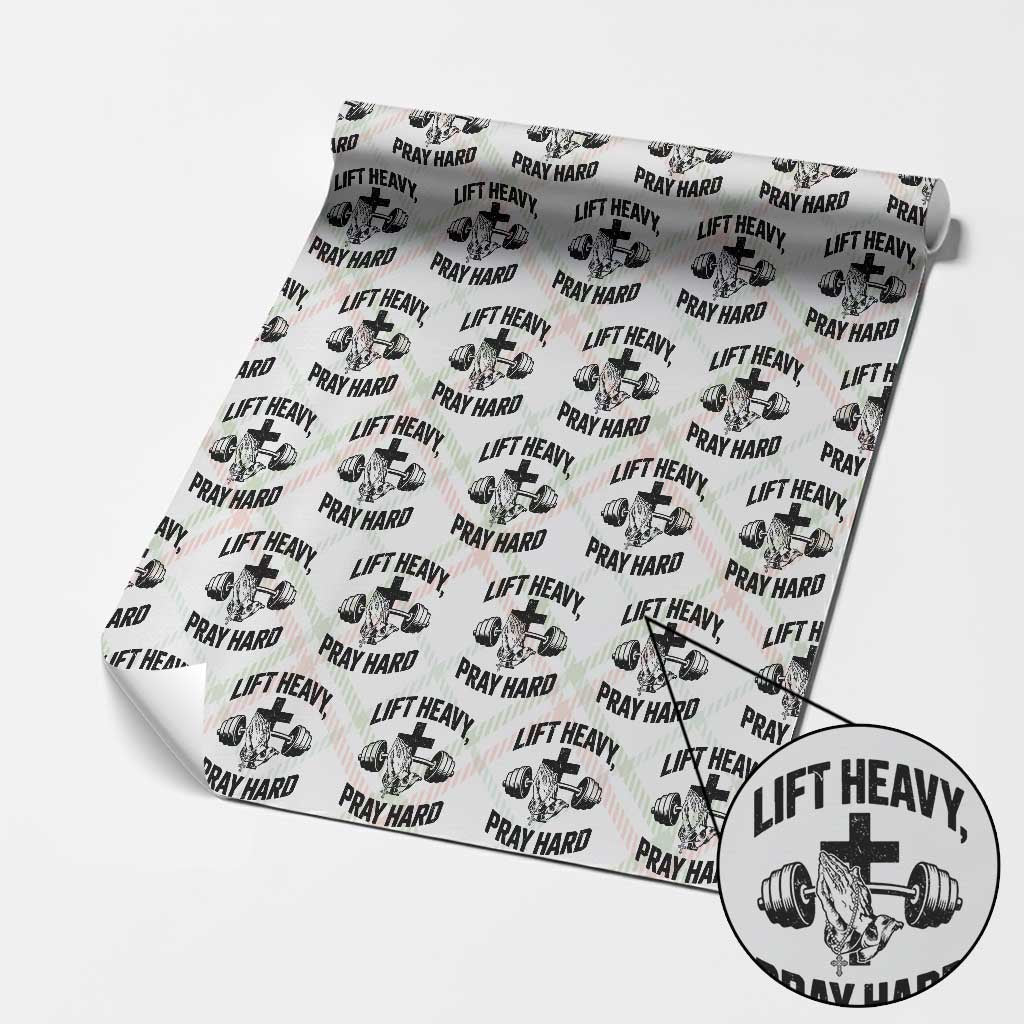 Lift Heavy Pray Hard Wrapping Paper Roll Christian Workout Jesus Gym Lifting - Wonder Print Shop