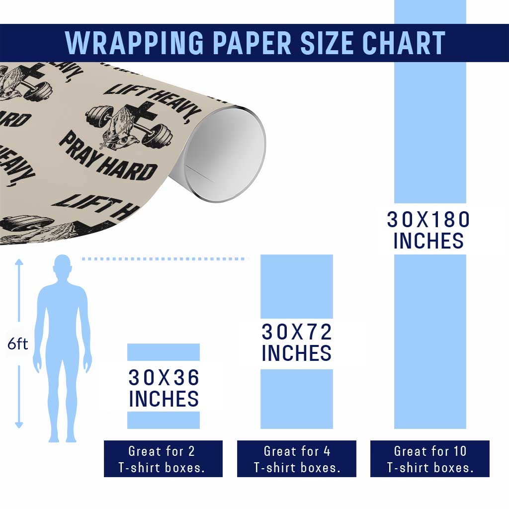 Lift Heavy Pray Hard Wrapping Paper Roll Christian Workout Jesus Gym Lifting - Wonder Print Shop