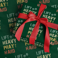 Lift Heavy Pray Hard Wrapping Paper Roll Christian Workout Jesus Gym Lifting Retro Cross - Wonder Print Shop