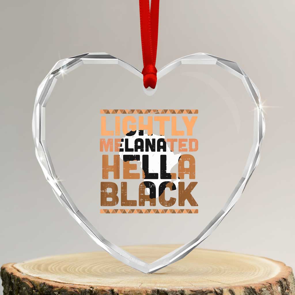 Lightly Melanated Hella Black Heart Crystal Glass Ornament Melanin African Pride Map Black History