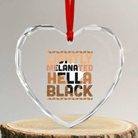 Lightly Melanated Hella Black Heart Crystal Glass Ornament Melanin African Pride Map Black History