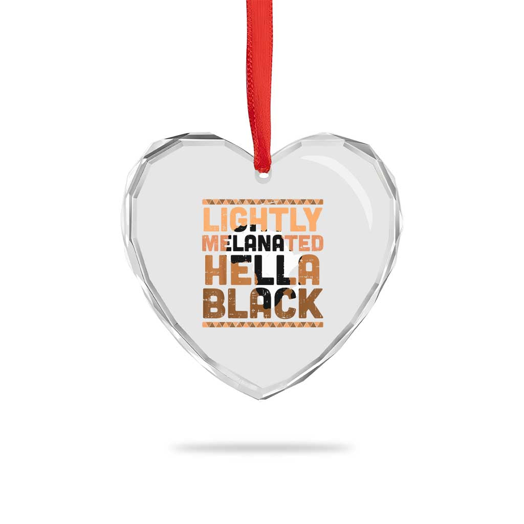 Lightly Melanated Hella Black Heart Crystal Glass Ornament Melanin African Pride Map Black History