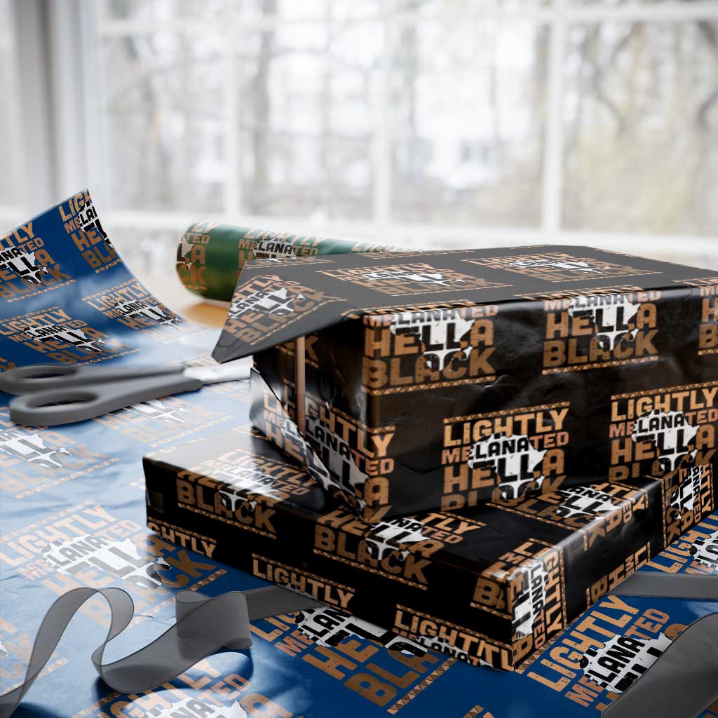Lightly Melanated Hella Black Wrapping Paper Roll Melanin African Pride Map Black History