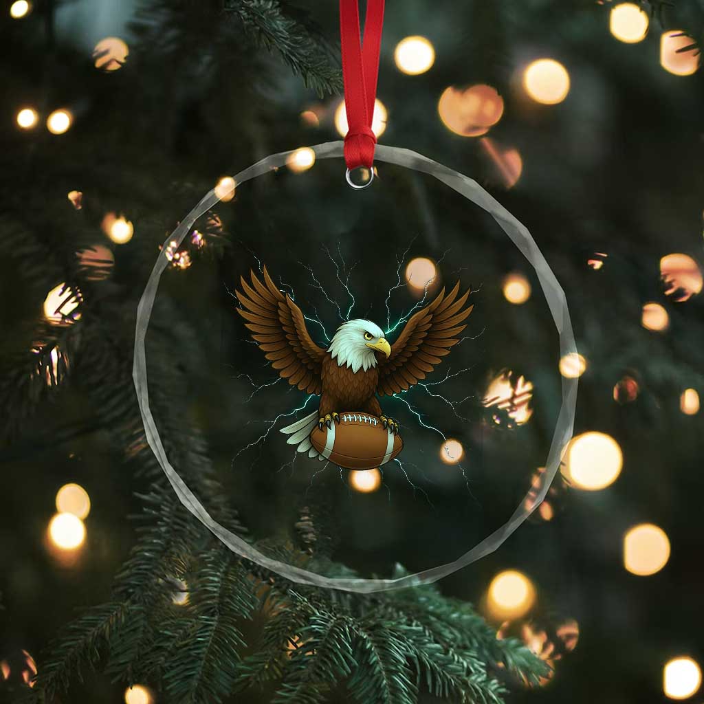 Lightning Eagle Holding Crystal Glass Ornament Football Player Gift - Wonder Print Shop