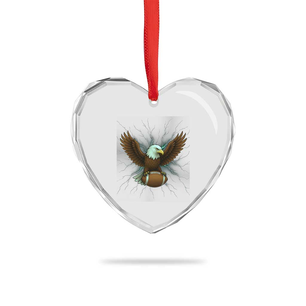 Lightning Eagle Holding Heart Crystal Glass Ornament Football Player Gift - Wonder Print Shop
