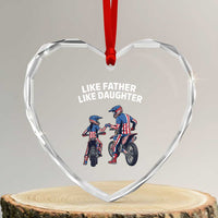 Like Father Daughter Dirt Bike Heart Crystal Glass Ornament Cute Matching Motocross Gift Father's Day