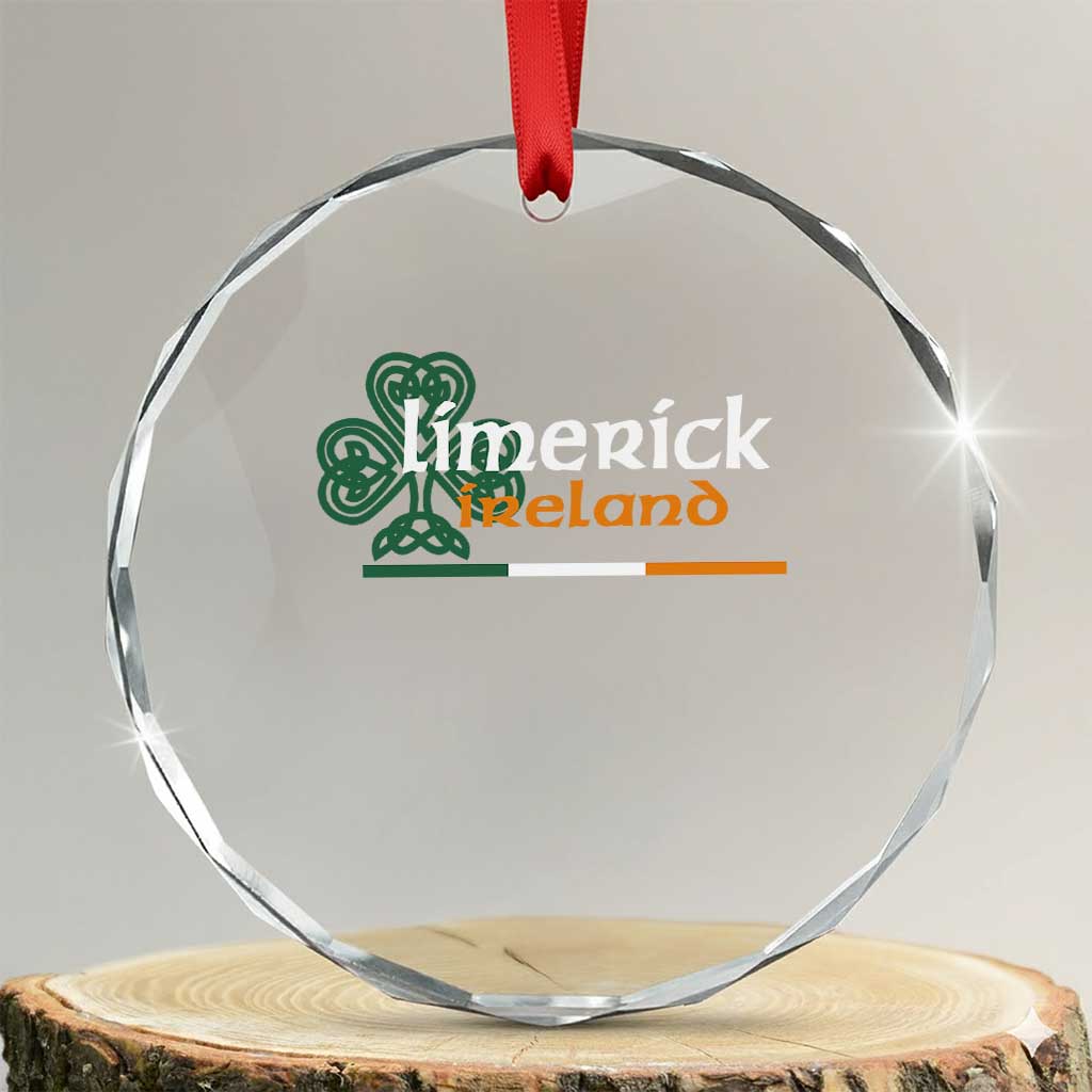 Limerick Ireland Crystal Glass Ornament Irish City Souvenir St Patricks Day Celtic Shamrock