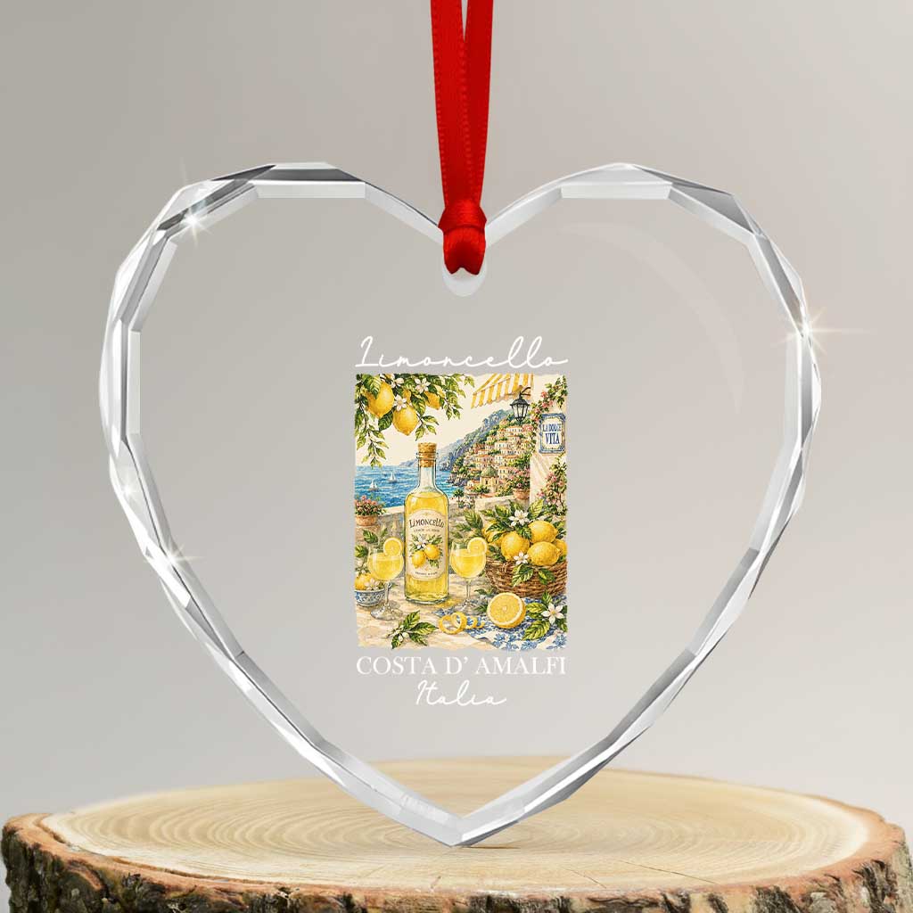 Limoncello Amalfi Coast Heart Crystal Glass Ornament Lemon Lover Italian Summer Fruit
