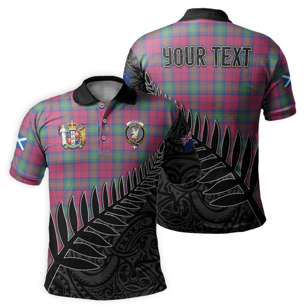 lindsay-ancient-tartan-family-crest-golf-shirt-with-fern-leaves-and-coat-of-arm-of-new-zealand-personalized-your-name-scottish-tatan-polo-shirt