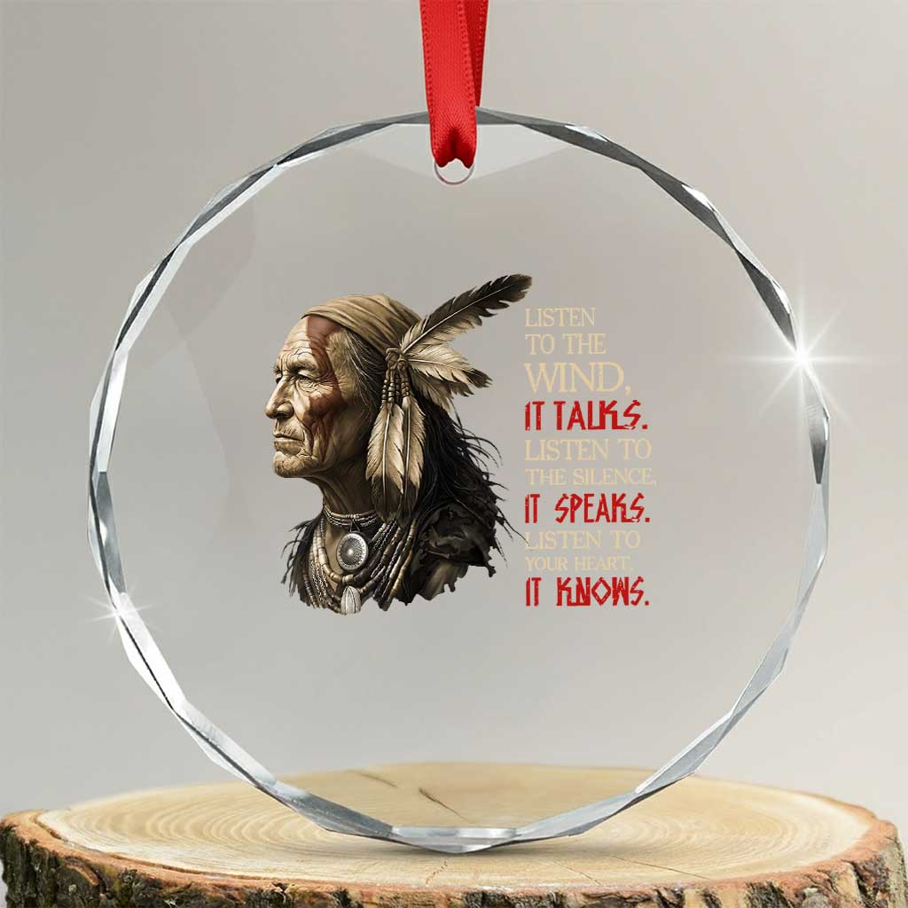Listen To The Wind Listen To The Silence Crystal Glass Ornament Native American Wisdom