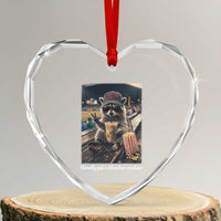 Literally Just A Bleacher Creature Funny Raccoon Baseball Graphic Heart Crystal Glass Ornament Cool Game Day Fan Gift