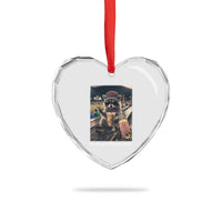 Literally Just A Bleacher Creature Funny Raccoon Baseball Graphic Heart Crystal Glass Ornament Cool Game Day Fan Gift