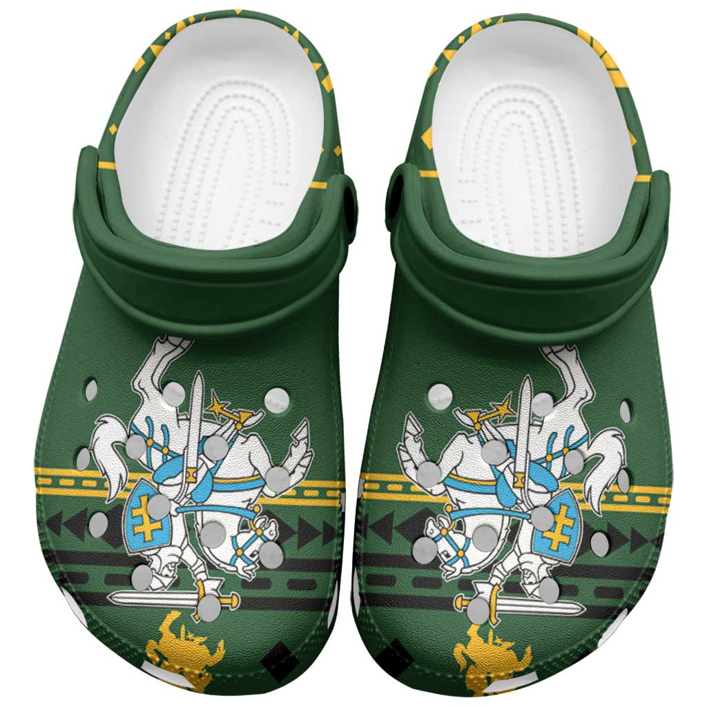 Lithuania Christmas Clogs Shoes Coat Of Arms Linksmu Kaledu - Wonder Print Shop