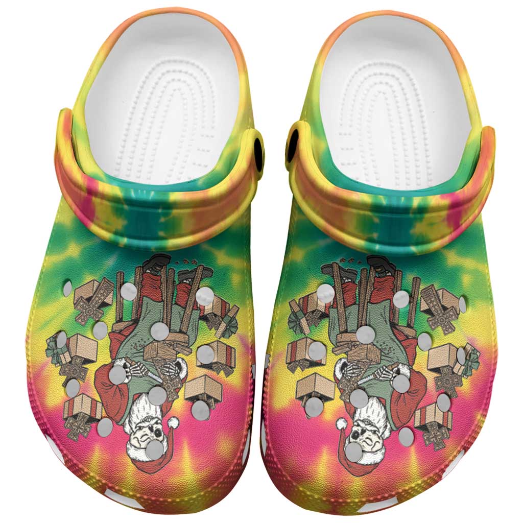 Lithuania Christmas Clogs Shoes Skeleton Cross Tie-Dye Vintage - Wonder Print Shop