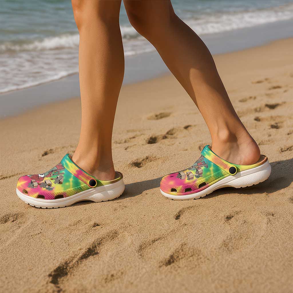 Lithuania Christmas Clogs Shoes Skeleton Cross Tie-Dye Vintage - Wonder Print Shop