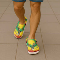 Lithuania Christmas Tie Dye Clogs Shoes Skeleton Basketball Slam Dunk - Wonder Print Shop