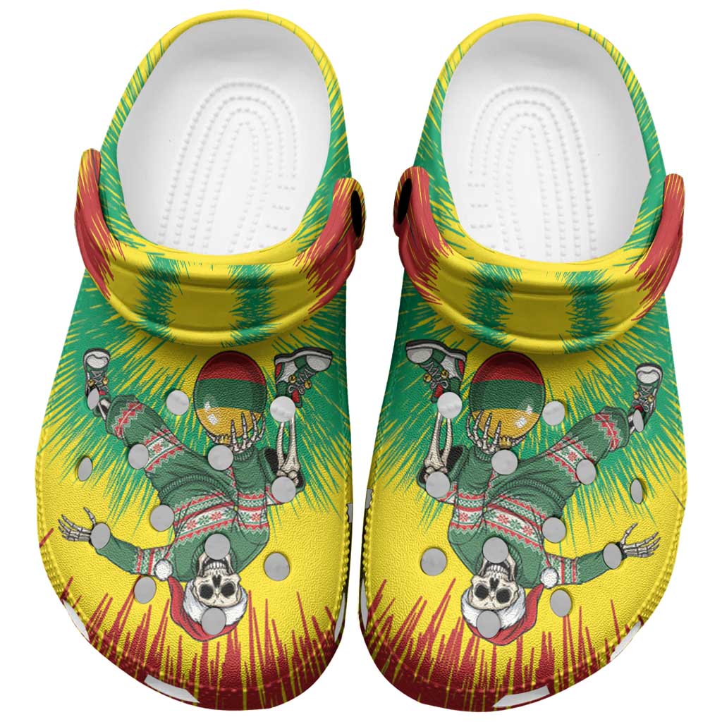 Lithuania Christmas Tie Dye Clogs Shoes Skeleton Basketball Slam Dunk Santa Hat - Wonder Print Shop