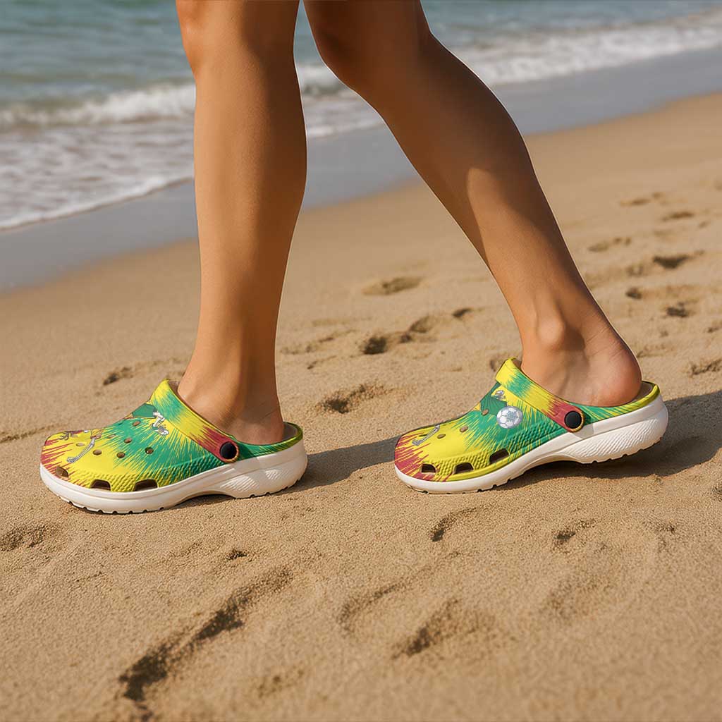 Lithuania Christmas Tie Dye Clogs Shoes Skeleton Soccer Goal Celebration Santa Hat - Wonder Print Shop