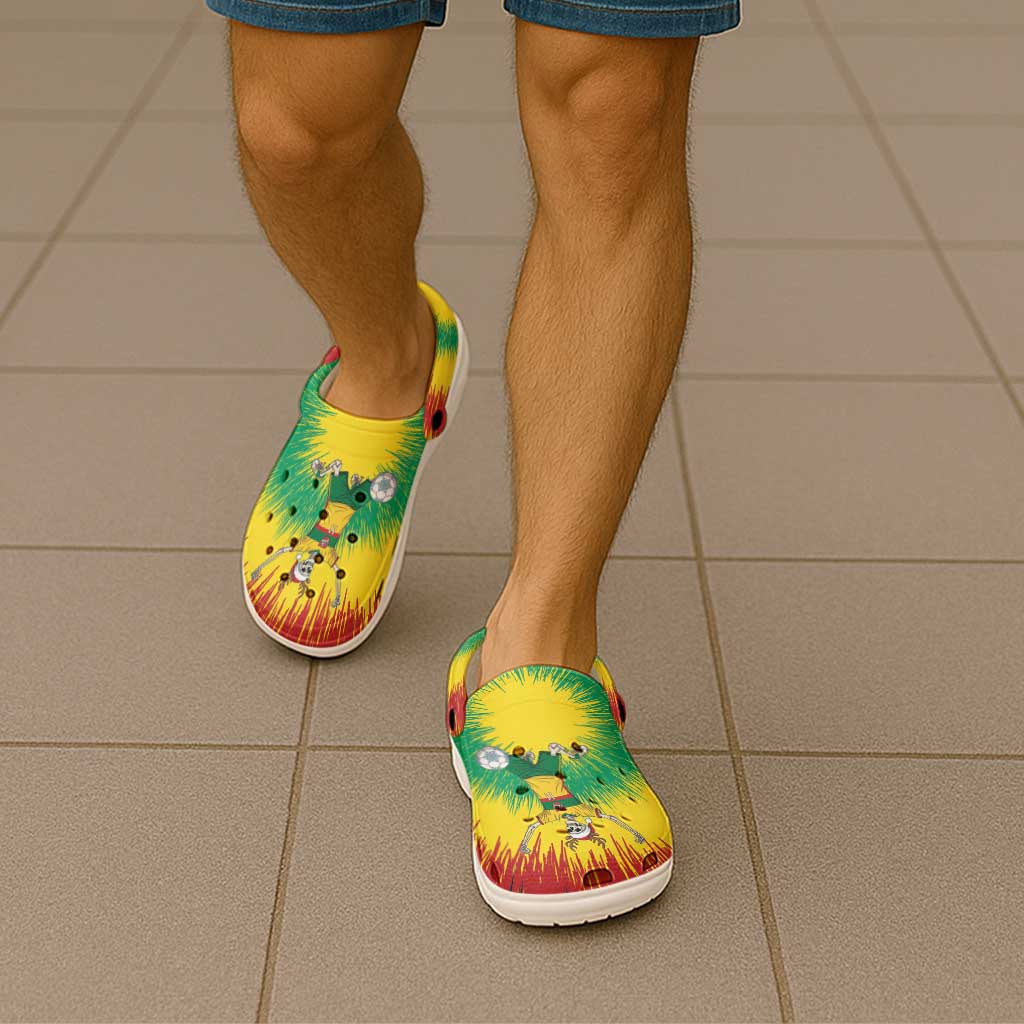 Lithuania Christmas Tie Dye Clogs Shoes Skeleton Soccer Goal Celebration Santa Hat - Wonder Print Shop