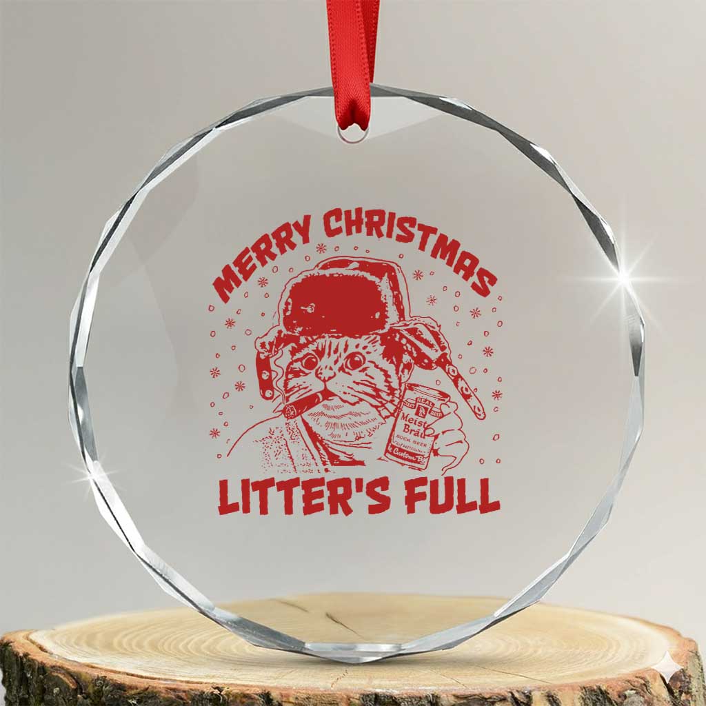 Litters Full Crystal Glass Ornament Funny Cat Christmas Vacation - Wonder Print Shop