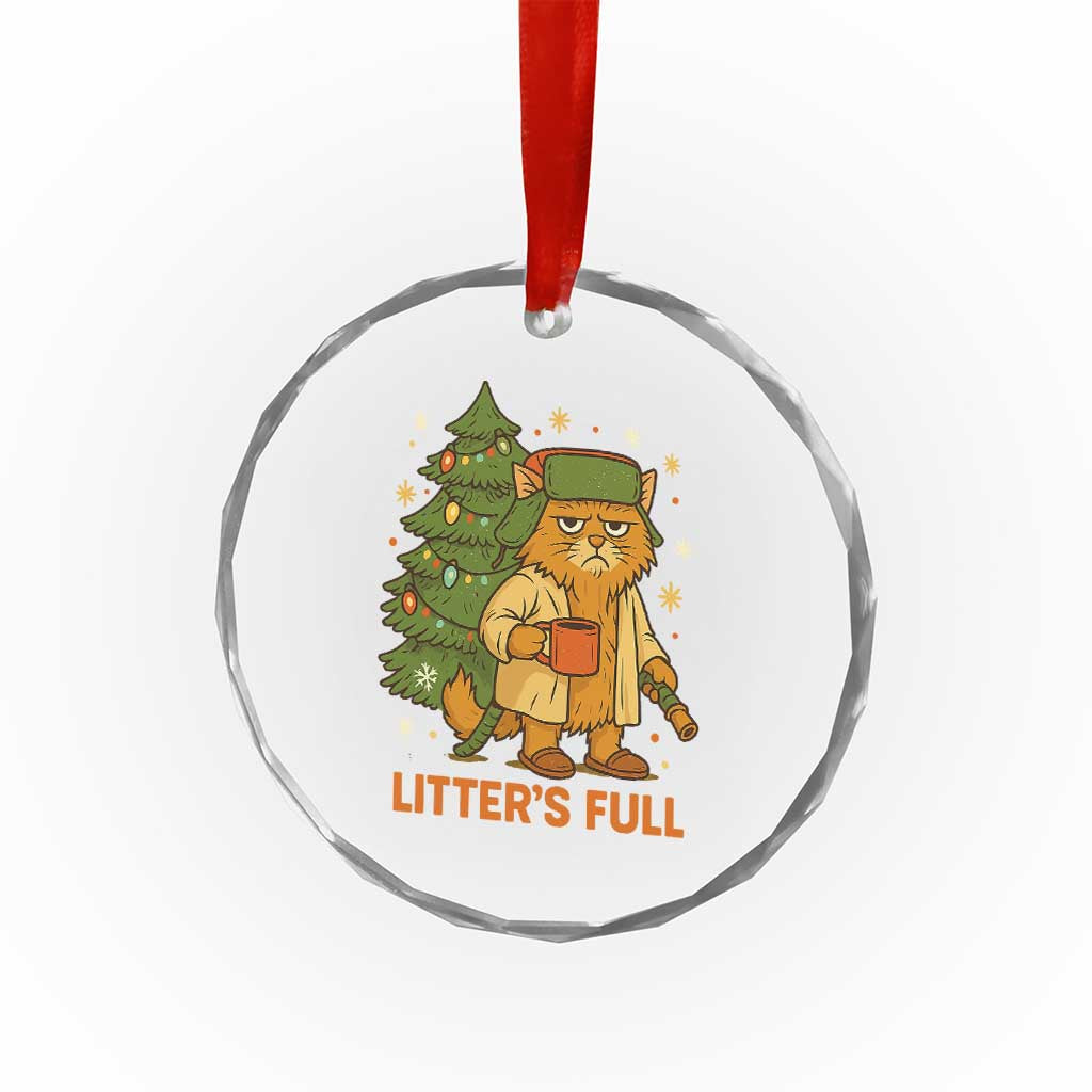 Litters Full Crystal Glass Ornament Funny Christmas Vacation Cat - Wonder Print Shop