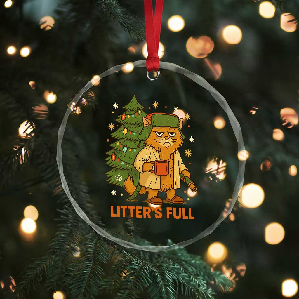Litters Full Crystal Glass Ornament Funny Christmas Vacation Cat - Wonder Print Shop