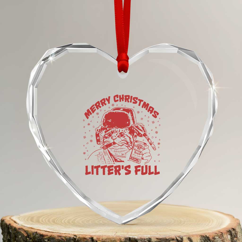 Litters Full Heart Crystal Glass Ornament Funny Cat Christmas Vacation - Wonder Print Shop