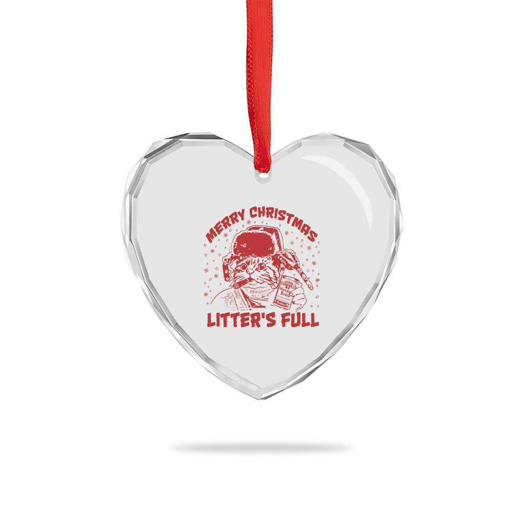 Litters Full Heart Crystal Glass Ornament Funny Cat Christmas Vacation - Wonder Print Shop