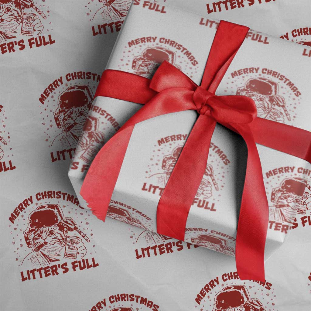 Litters Full Wrapping Paper Roll Funny Cat Christmas Vacation - Wonder Print Shop