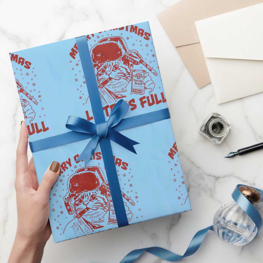 Litters Full Wrapping Paper Roll Funny Cat Christmas Vacation - Wonder Print Shop