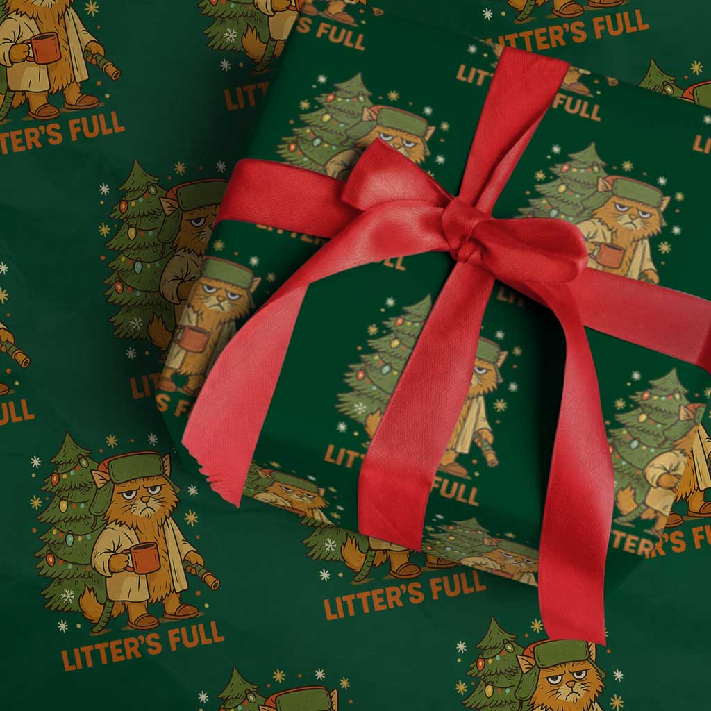 Litters Full Wrapping Paper Roll Funny Christmas Vacation Cat - Wonder Print Shop