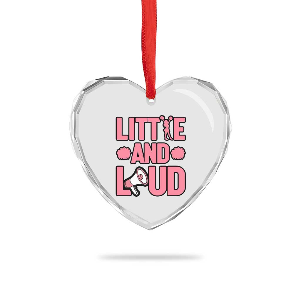 Little And Loud Quote Heart Crystal Glass Ornament Cheerleader Girl Sports Gift - Wonder Print Shop