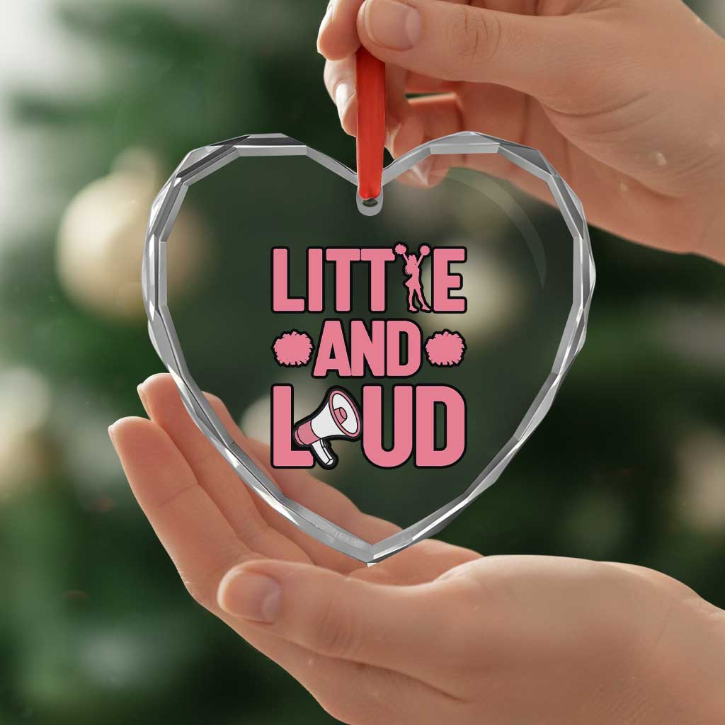 Little And Loud Quote Heart Crystal Glass Ornament Cheerleader Girl Sports Gift - Wonder Print Shop