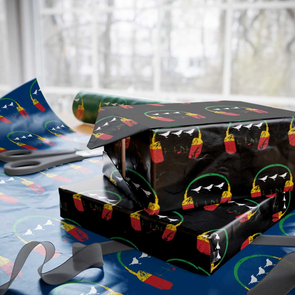 Little Birds Wrapping Paper Roll Rastafari Rasta Reggae Music Headphones Jamaican Pride - Wonder Print Shop