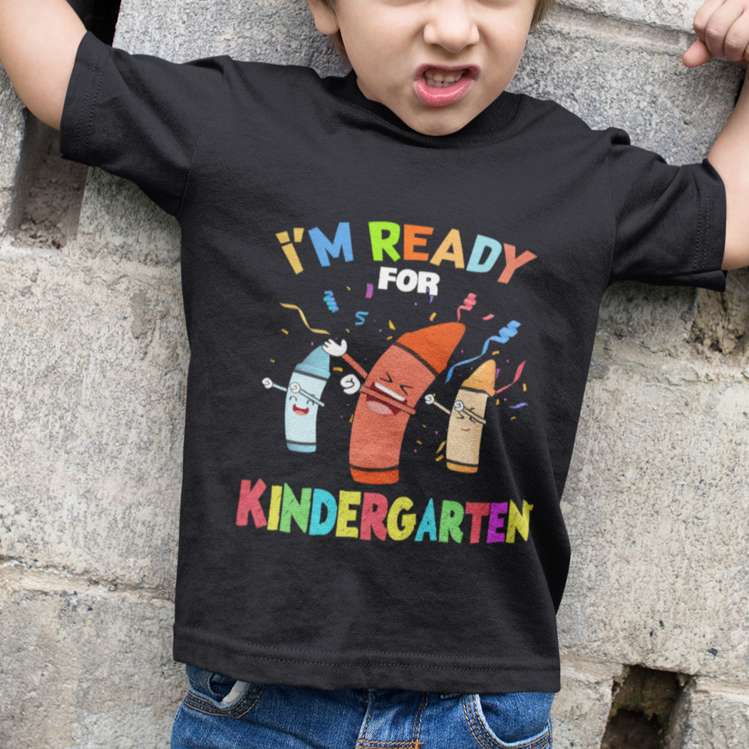Crayons Kindergarten T Shirt For Kid I'm Ready For Kinder Cute 1st Day Of School - Wonder Print Shop