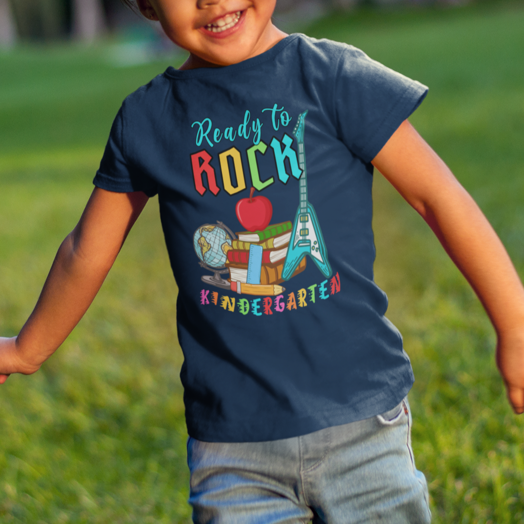 Ready To Rock Kindergarten T Shirt For Kid Guitar Boys Girls 1st Day Of School - Wonder Print Shop
