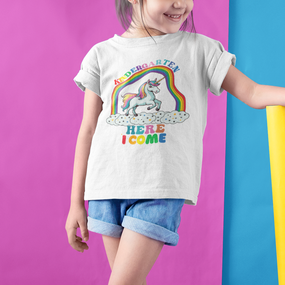 Cute Kindergarten Unicorn T Shirt For Kid Kinder Here I Come Rainbow - Wonder Print Shop
