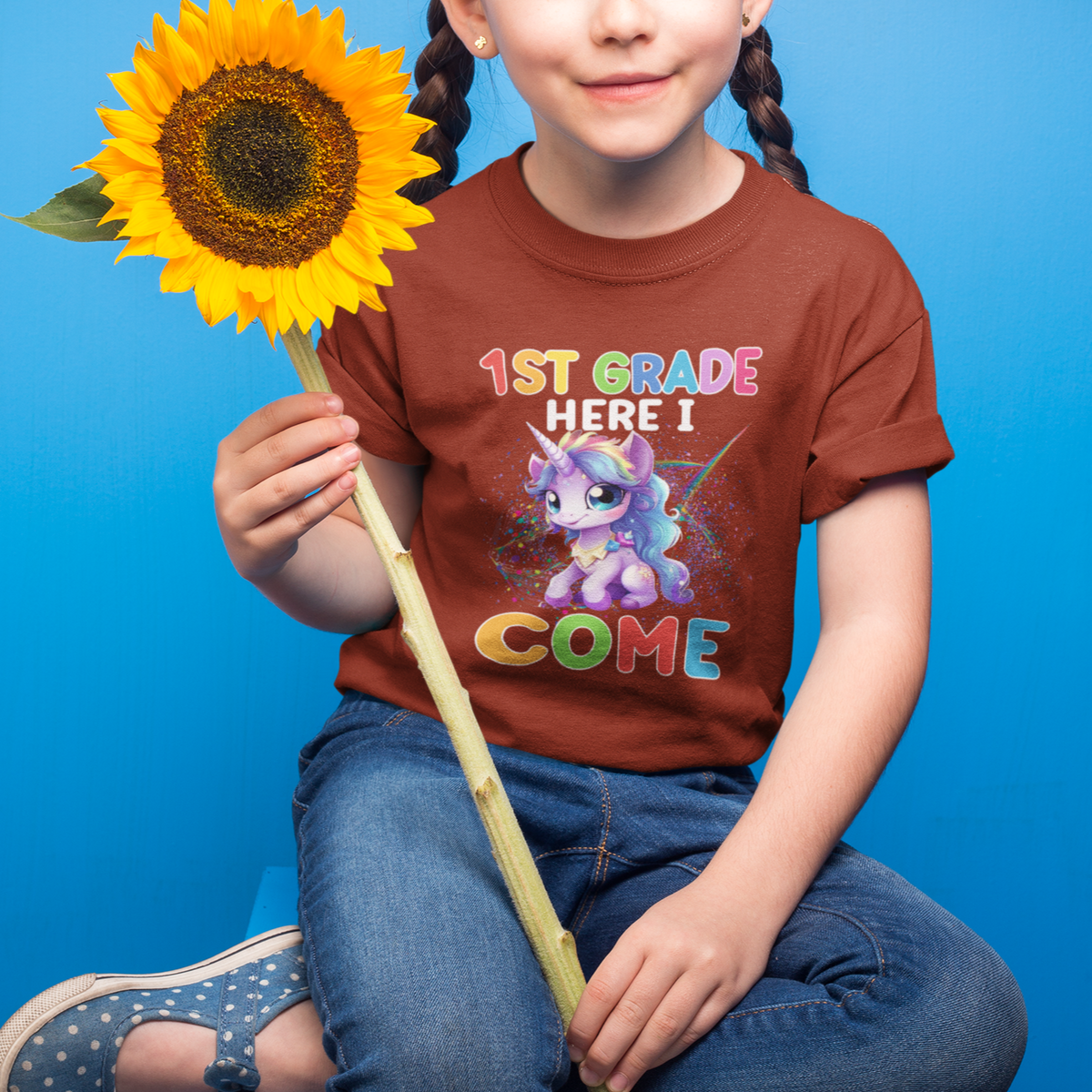 1st Grade Cute Unicorn T Shirt For Kid First Grade Here I Come Girls Squad - Wonder Print Shop