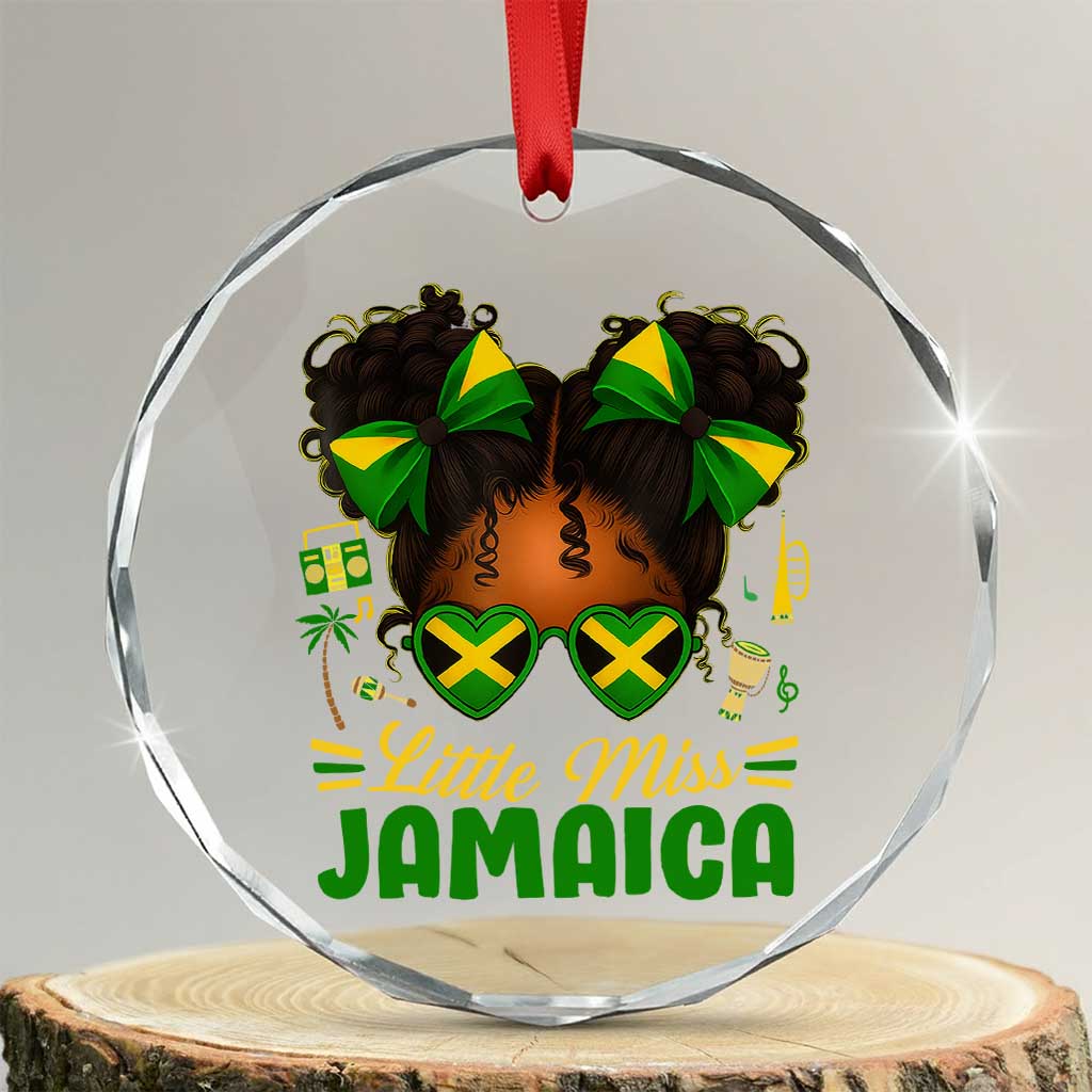 Little Miss Jamaica Crystal Glass Ornament Proud Jamaican Afro Black Girls Jamaica Flag Pride - Wonder Print Shop