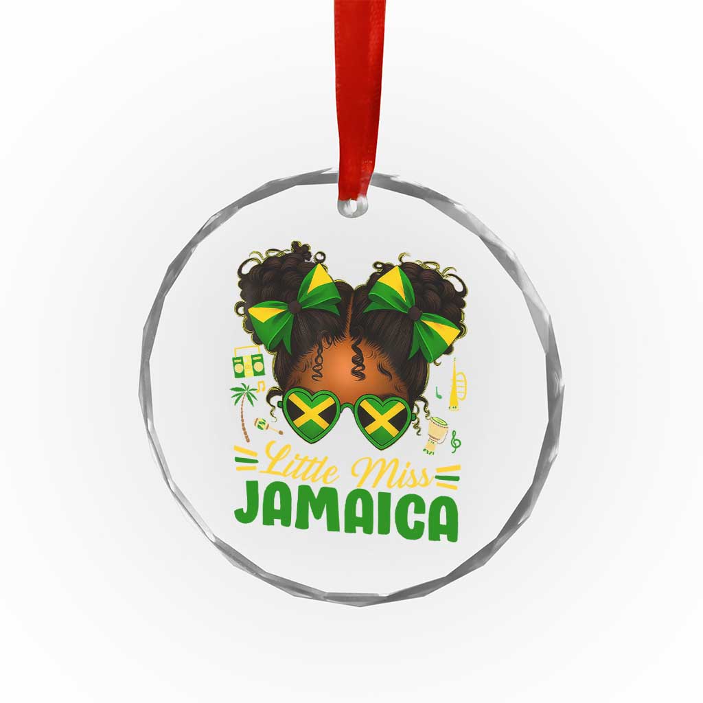Little Miss Jamaica Crystal Glass Ornament Proud Jamaican Afro Black Girls Jamaica Flag Pride - Wonder Print Shop