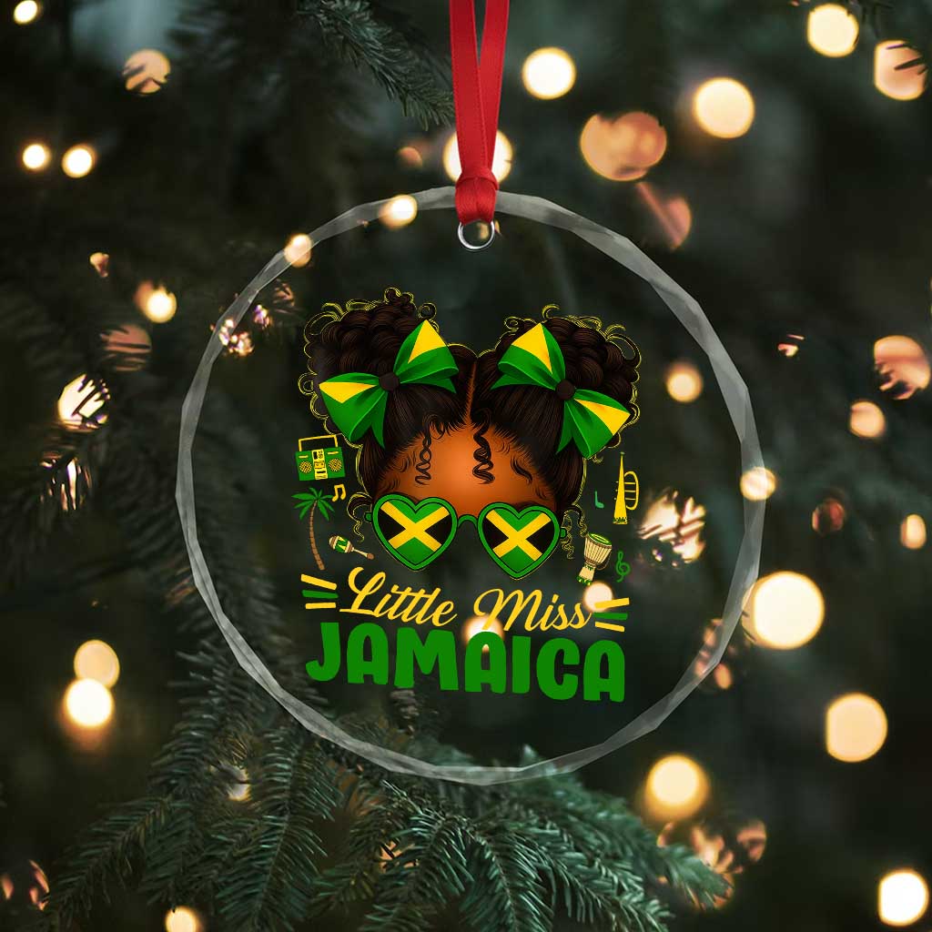 Little Miss Jamaica Crystal Glass Ornament Proud Jamaican Afro Black Girls Jamaica Flag Pride - Wonder Print Shop