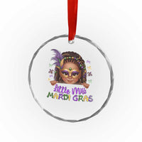 Little Miss Mardi Gras Crystal Glass Ornament Afro Messy Bun Girls Kids Mask Cute New Orleans - Wonder Print Shop