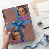 Little Miss Mardi Gras Wrapping Paper Roll Afro Messy Bun Girls Kids Mask Cute New Orleans - Wonder Print Shop