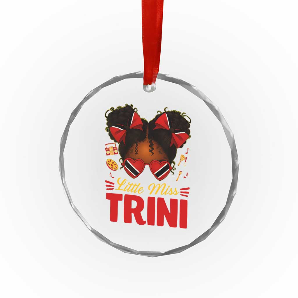 Little Miss Trinidad And Tobago Crystal Glass Ornament Afro Black Messy Bun Girl Trini Flag Bow