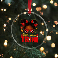 Little Miss Trinidad And Tobago Crystal Glass Ornament Afro Black Messy Bun Girl Trini Flag Bow